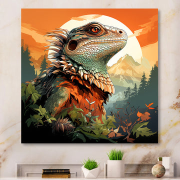 Forest Frolic Lizard - Gray Lizard Wall Art
